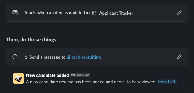 Fig. 2 - Workflow for notifying the recruiting channel for resume review.